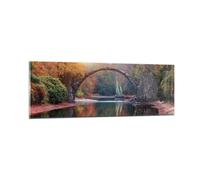 Impression sur Verre 90x30cm Tableaux Image Photo Jardin Rhododendrons Pont