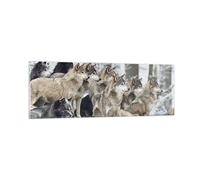 Impression sur Verre 90x30cm Tableaux Image Photo Meute Loups Hiver Decoration