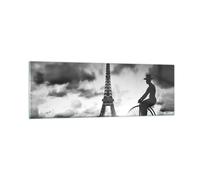 Impression sur Verre 90x30cm Tableaux Image Photo Paris Gentleman Vélo