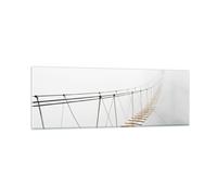 Impression sur Verre 90x30cm Tableaux Image Photo Pont Suspendu Brouillard