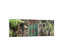 Impression sur Verre 90x30cm Tableaux Image Photo Portail Porte Vert Decoration