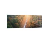 Impression sur Verre 90x30cm Tableaux Image Photo Rail Automne Soleil Decoration