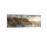 Impression sur Verre 90x30cm Tableaux Image Photo Sable Herbe Mer Art Decoration