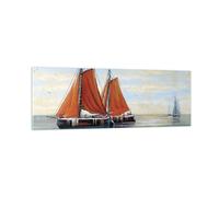 Impression sur Verre 90x30cm Tableaux Image Photo Voiliers Pétrole Orange