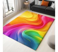 Impression Tapis Salon Abstrait, Tapis Doux Lavables Antidérapant Dégradé Arc En Ciel Vortex Pour Salle À Manger Porche Teppich De Salon, Poil Ras Decoration Maison 180 X 240 Cm - Multicolore