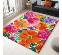 Impression Tapis Salon L'Art Impressionniste, Tapis Doux Lavables Peinture À L'Huile Fleurs Plantes Pour Salle À Manger Porche Teppich De Salon, Poil Ras Decoration Maison 80 X 150 Cm - Multicolore