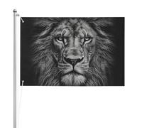 Impression tête de lion noir et blanc,Drapeau de jardin, bannière décorative, drapeau double face, 2 x 3 pieds, pour extérieur et intérieur
