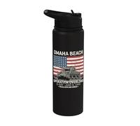Impression vieillie sur le char de l'opération Overlord d'Omaha Beach D-Day 1944 Stainless Steel Insulated Water Bottle