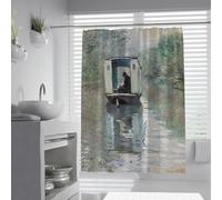 Impressionnisme Paysage Rideaux de Douche Scène Vintage de la Seine française Rideau de Douche avec Le Bateau Atelier Peintures célèbres Gravures 200 x 220 cm