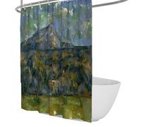 Impressionnisme Peinture célèbre Tirage de Douche Mont Sainte-Victoire Rideaux de Douche paysagers avec Crochets pour la décoration de la Salle de Bain 200 x 220 cm