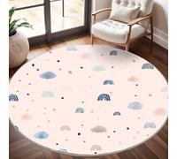 Impressions Aquarelles FraîChes Tapis Rond 120 cm Intérieur & Extérieur Doux Antidérapant Lavable en Machine, Rose Clair Tapis Décoratif de Style Moderne pour Salon Chambre Salle à Manger