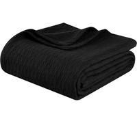 Impressions Couverture de Luxe Toutes Saisons 100% Coton Tissage Losange, Noir