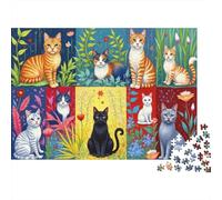 Impressions d'art de chat Puzzle 1000 Pièces Avec Clic Parfait,Ensemble De Casse-tête En Puzzle puzzle De Développement Cognitif Pour Une Activité Intergénérationnelle,Passion Nature Et Faune 70x50cm/