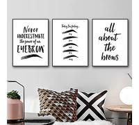 Impressions d'art de sourcils, affiche de salon de beauté, citations de sourcils, art mural sur toile noir et blanc, images de sourcils d'art et d'artisanat maquillage art peinture sourcils extension