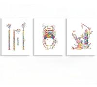 Impressions d'art dentaire aquarelle équipement dentaire affiche d'art mural décoration murale de clinique cadeau de dentiste image pour décor de chambre d'hôpital de clinique-50x70cmx3 Sans cadre