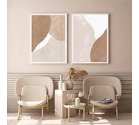 Impressions d'art mural à la mode Beige marron abstrait géométrique toile peinture affiche photo pour galerie salon décor 50x75cmx2pcs sans cadre