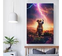 Impressions d'art représentant un chien mignon sur Mars pour les murs de la maison, pour des occasions spéciales, art mural moderne 24 x 36 pouces (60 x 90 cm)