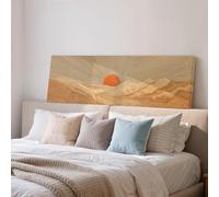 Impressions de paysages du milieu du siècle, toile panoramique grand format, soleil et dunes stylisés, décor bohème aux tons naturels, décoration murale pour chambre (20 x 60 cm / cadre intérieur)