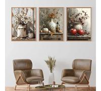 Impressions de plantes d'olivier citronné dans un vase, affiche de nature morte, art mural vintage, peinture sur toile, décoration botanique antique pour la maison, 40 x 60 cm, 3 pièces, sans cadre