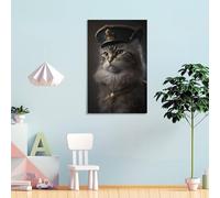 Impressions de salle de bain avec chat en robe Napoléon pour murs de maison, grande décoration murale 30 x 45 cm