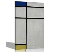 Impressions modernes,Art mural géométrique coloré,Composition avec bleu jaune et blanc par Piet Mondrian Affiches toilées illustrées,Déco œuvre d'art minimaliste pour bureau à domicile,Non encadrée