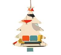 Impressions modernes du milieu du siècle - Imprimez des ornements de Noël en bois fabriqués à la main - Décor suspendu imprimé double face pour arbre cadeaux de maison. 2 pièces