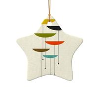 (impressions modernes du milieu du siècle) - Ornements de Noël en céramique - 1 pièce - Ornements de Noël en forme d'étoile
