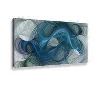Impressions modernes sur toile abstraite Lignes tourbillonnantes bleu sarcelle Textures de fils Œuvres murales pour salon Bureau et chambre Décoration murale minimaliste Cadre intérieur 55x110cm