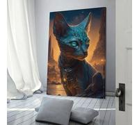 Impressions murales de salle de bain Mythe du chat Sphynx pour murs de maison Grande décoration murale 20 x 30 pouces (50 x 75 cm)