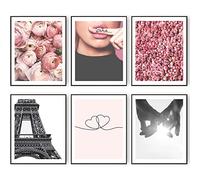 Impressions murales décoratives de Paris pour chambre à coucher - Ligne de décoration minimaliste en forme de cœur - Amour tenant - Affiche tendance de Paris (20,3 x 25,4 cm sans cadre)
