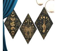 Impressions murales en phase de lune - Lot de 3 impressions d'étoile, œuvres d'art gothiques de la salle des sorcières, illustration de papillons avec phases de lune | Décoration murale bohème Élégant