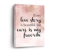 Impressions murales « Every Love Story Is Beautiful But Ours Is My Favorite » - Impression sur toile encadrée avec citations inspirantes - Décoration murale moderne - Cadeau pour une pendaison de