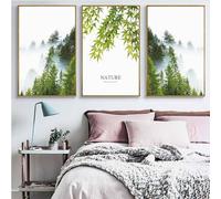 Impressions Murales,Tableau Abstrait Toile Représentant Un Paysage Forêt Brumeuse Idéal Décorer Un Canapé Un Salon Une Cuisine Une Chambre Ou Toute Autre Pièce la Maison-50*70cm-3PCS (sans cadre)