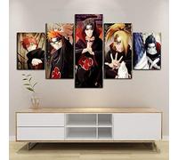 Impressions Peinture modulaire Photos Toile 5 Panneau Akatsuki Naruto Anime Mur Art décoration de la Maison Moderne pour garçons Chambre Affiche