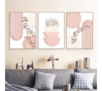 Impressions sur Toile-3 Pièces-Impression de Formes Abstraites Rose Blush Style Bohème Art Mural Toile Affiche Nordique Moderne et Minimaliste Décoration Murale pour Salon-40 * 60cm (Sans cadre)