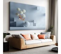 Impressions sur Toile 3D géométrie espace floral sphères blanches Grande Tableau Murale Decoration Salon Photo sur Toile, Image sur Toile Tableaux Chambre Maison sans Cadre (80 cm x 60 cm)