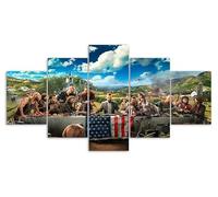 Impressions sur Toile 5 Panneaux Muraux Far Cry 5 New Eden Last Supper Tableau Decoration Murale Tendu sur Chassis Encadrée,Toile Salon Tableaux Murale Decoration