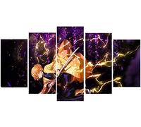 Impressions sur toile 5 pièces Anime Demon Slayer Kimetsu No Yaiba Agatsuma Zenitsu Poster HD Modulaire Art mural créatif moderne Décoration d'intérieur - Taille A - B