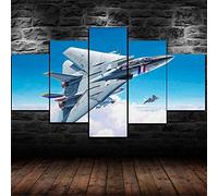 Impressions Sur Toile,5 Tableau Peinture,Chambre Décoration Avion De Chasse Modulaire Panneaux Motif Cadeau D'Anniversaire Avec Cadre 150 X 100 Cm Affiche De Photo D'Art De Mur D'Hôtel De Bureau De S