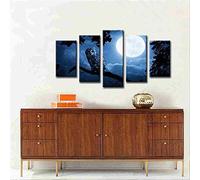 Impressions Sur Toile,5 Tableau Peinture,Décoration Maison Moderne,Modulaire Panneaux Motif Tableau,Cadeau D'Anniversaire, Chouette 100 X 50 Cm -1A5Y+Z4P6-