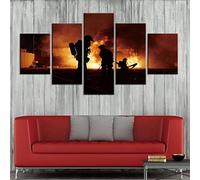 Impressions Sur Toile,5 Tableau Peinture,Décoration Maison Moderne,Modulaire Panneaux Motif Tableau,Cadeau D'Anniversaire, Sapeur Pompier Sans Cadre 150 X 80 Cm Affiche De Photo D'Art De Mur -2L4V/B1