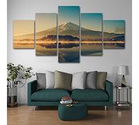 Impressions Sur Toile,5 Tableau Peinture,Décoration Maison Moderne,Modulaire Panneaux Motif Tableau,Cadeau D'Anniversaire, Vue Lac Vue Montagne Avec Cadre 200 X 100 Cm