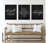 Impressions sur toile, affiche d'art mural, sois tranquille, l'amour est patient, je suis toujours avec toi, verset, peinture sur toile, impressions, décoration d'intérieur (40 x 60 cm, 3 pièces)