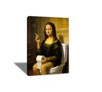 Impressions Sur Toile - Affiche De Portrait DrôLe De Mona Lisa Impression Sur Toile DéCoration Murale Pour Chambre Peintures à L'Huile Pour Maison Bain Salon Restaurant (W8052,35x50cm Avec cadre)