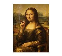 Impressions Sur Toile - Affiche De Portrait DrôLe De Mona Lisa Impression Sur Toile DéCoration Murale Pour Chambre Peintures à L'Huile Pour Maison Bain Salon Restaurant (W8054,60x90cm Sans cadre)