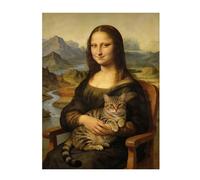 Impressions Sur Toile - Affiche De Portrait DrôLe De Mona Lisa Impression Sur Toile DéCoration Murale Pour Chambre Peintures à L'Huile Pour Maison Bain Salon Restaurant (W8062,60x90cm Sans cadre)