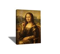 Impressions Sur Toile - Affiche De Portrait DrôLe De Mona Lisa Impression Sur Toile DéCoration Murale Pour Chambre Peintures à L'Huile Pour Maison Bain Salon Restaurant (W8054,Sans cadre,35x50cm)