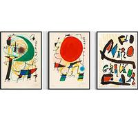 Impressions sur Toile Affiches et Peintures Miro Classique Style Abstrait Moderne Mur Art Picures pour Salon Décor À La Maison 40x60 cm x 3 sans Cadre