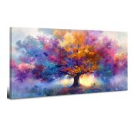 Impressions sur Toile Arbre de Vie Tableaux Botaniques Colorés Décoration Murale Abstraite avec D'arbre Affiche de Peinture de Paysage Naturel Oeuvre Esthétique Moderne Pour Salon Chambre 50x100 cm