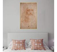 Impressions sur toile Autoportrait de Léonard de Vinci Toile Peinture à l'huile Célèbre Oeuvre Affiche Photo Mur Maison Salon Décor 30x40cm Sans Cadre